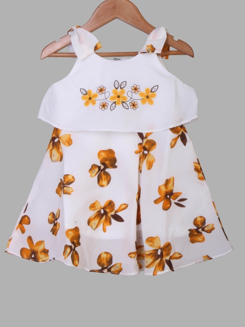 

Enfance Girls Yellow & White Floral A-Line Dress