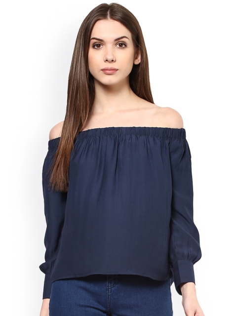 

Harpa Navy Off-Shoulder Top, Navy blue