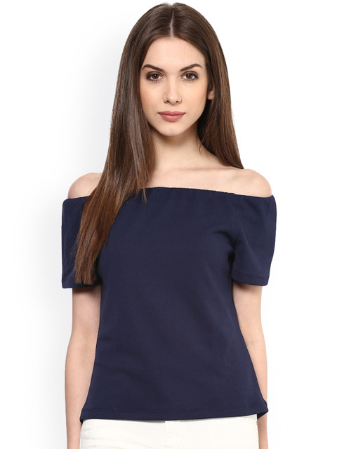 

Harpa Navy Off-Shoulder Top, Navy blue