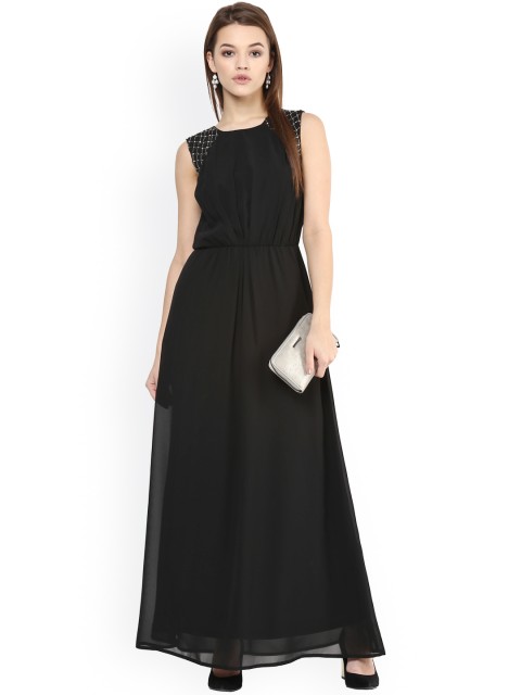 

Harpa Women Black Solid Maxi Dress