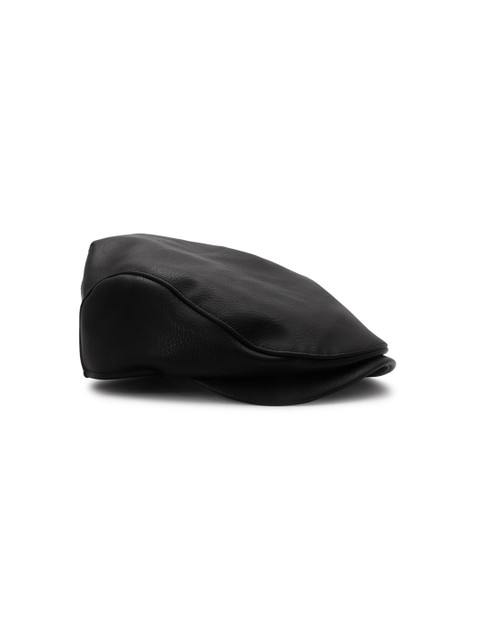 

BANGE Unisex Black Solid Leather Ascot Cap