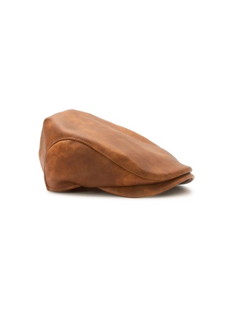 

BANGE Unisex Brown Leather Ascot Cap
