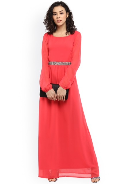 

Harpa Women Coral Solid Maxi Dress