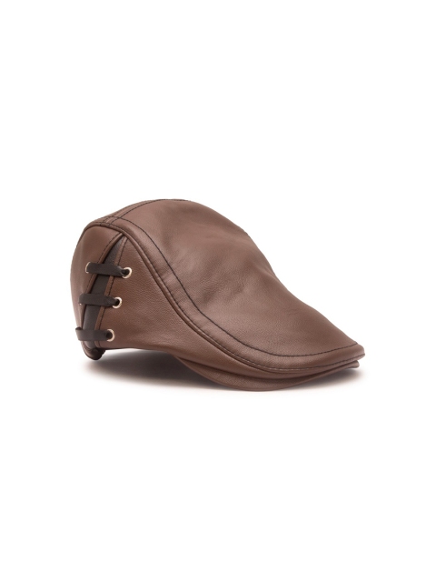 

BANGE Unisex Brown Leather Flat Beret Cap