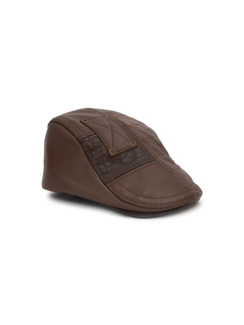 

BANGE Brown Leather Flat Ascot Cap