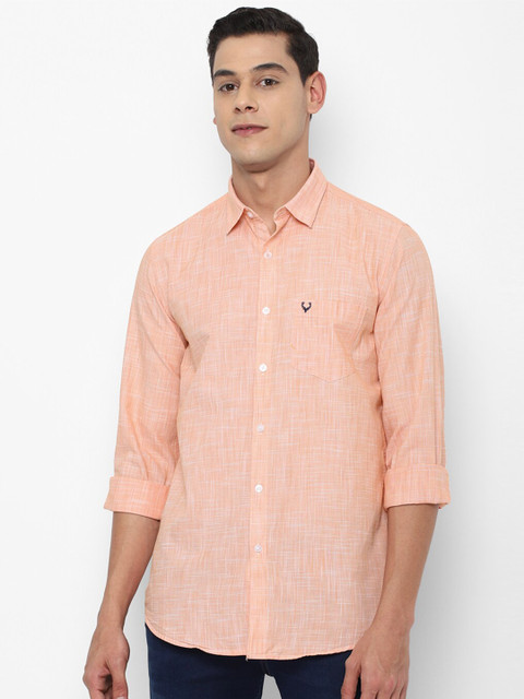 

Allen Solly Men Peach-Coloured Slim Fit Cotton Casual Shirt