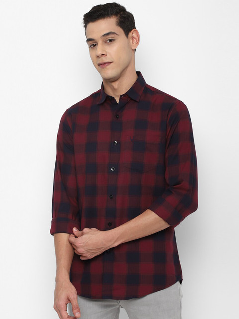 

Allen Solly Men Maroon Slim Fit Buffalo Checked Cotton Casual Shirt
