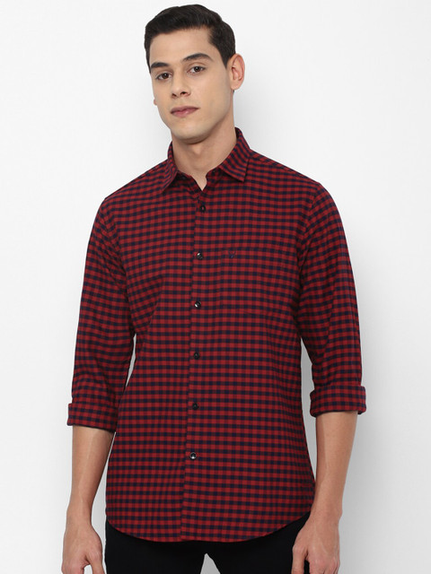 

Allen Solly Men Maroon & Black Slim Fit Grid Tattersall Checked Casual Shirt