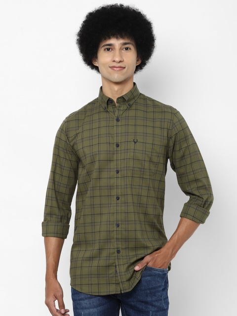 

Allen Solly Men Olive Green Slim Fit Checked Casual Shirt