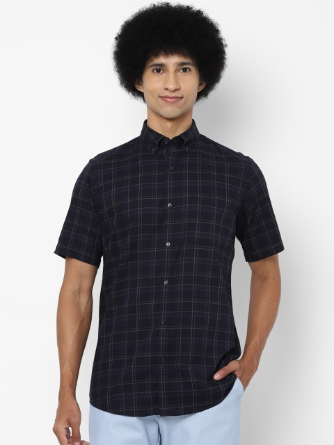 

Allen Solly Men Navy Blue Slim Fit Checked Cotton Casual Shirt