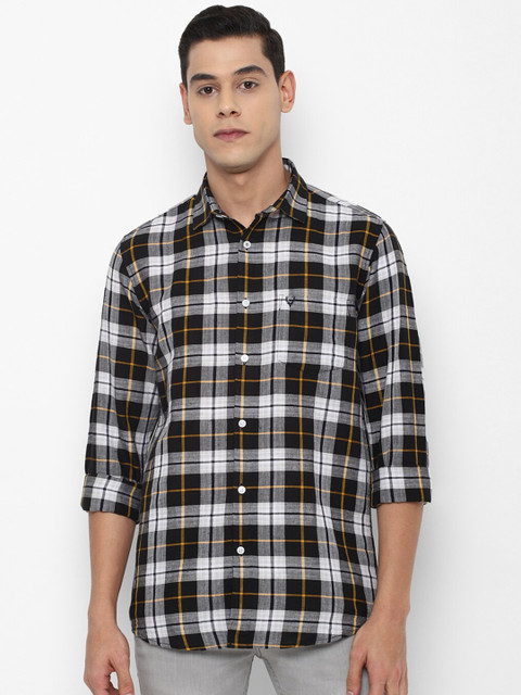 

Allen Solly Men Black Slim Fit Tartan Checks Checked Casual Shirt