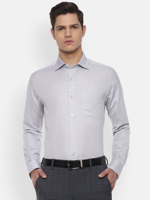 

Louis Philippe Men Grey Self Design Slim Fit Cotton Casual Shirt