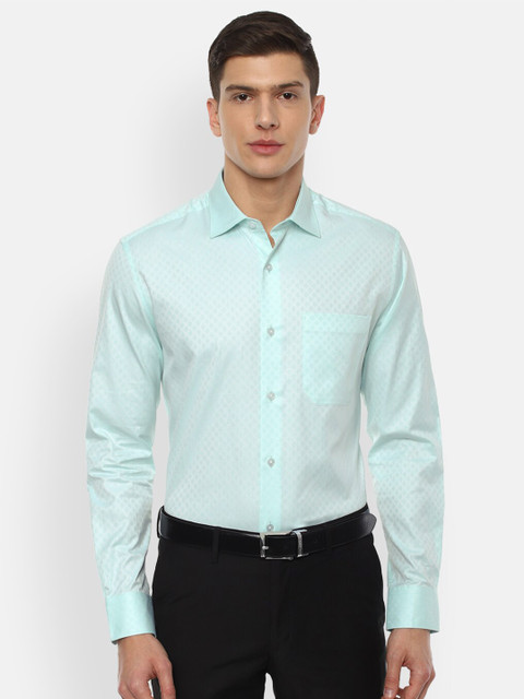 

Louis Philippe Men Blue Self Design Formal Shirt