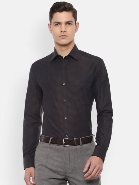 

Louis Philippe Men Grey Self Design Textured Cotton Formal Shirt