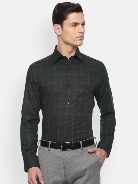 

Louis Philippe Men Grey Windowpane Checks Checked Formal Shirt