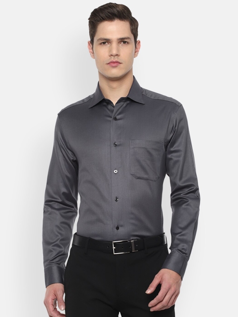 

Louis Philippe Men Grey Solid Pure Cotton Formal Shirt