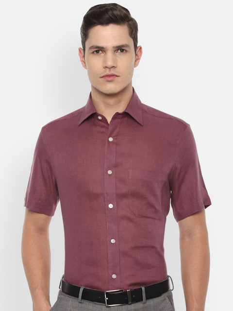 

Louis Philippe Men Maroon Pure Linen Formal Shirt