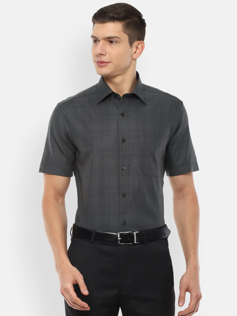 

Louis Philippe Men Grey Checked Pure Cotton Formal Shirt