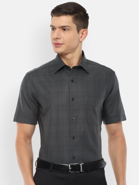 

Louis Philippe Men Grey Checked Pure Cotton Formal Shirt