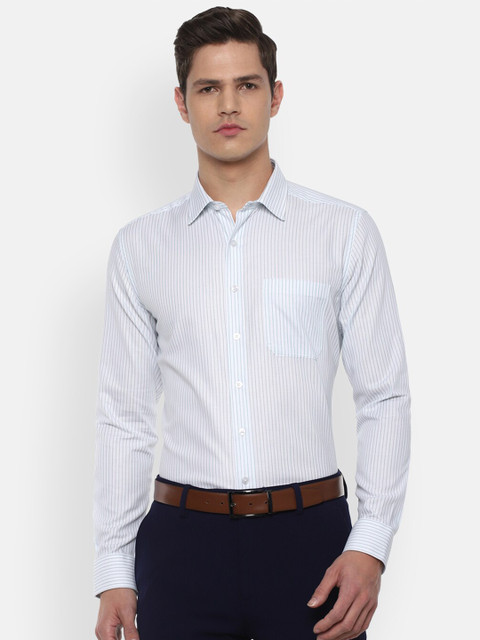 

Louis Philippe Men Blue Slim Fit Striped Formal Shirt