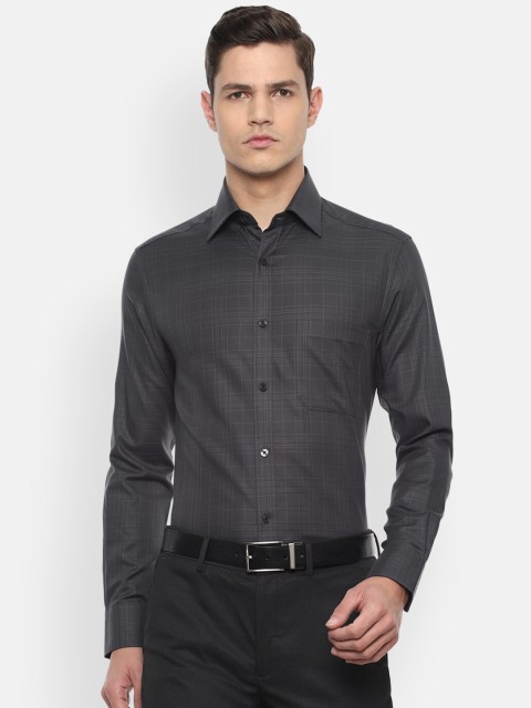 

Louis Philippe Men Grey Checked Cotton Formal Shirt