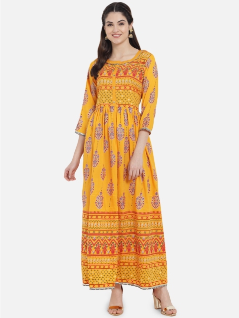 

Kiana Orange & Yellow Ethnic Motifs Ethnic Maxi Dress