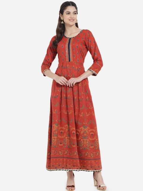 

Kiana Rust & Blue Ethnic Motifs Ethnic Maxi Dress