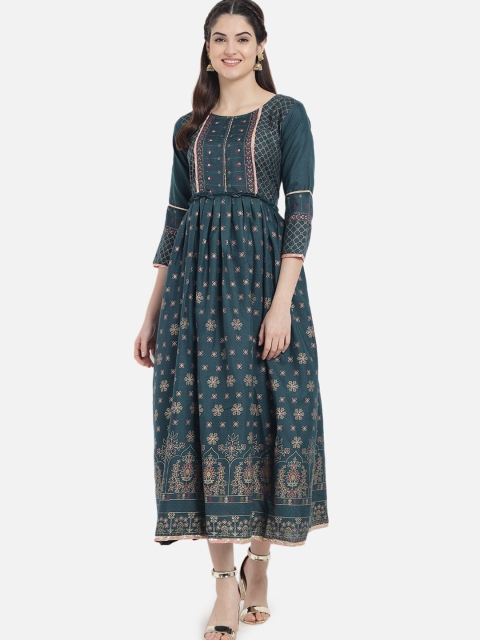 

Kiana Green Ethnic Motifs Maxi Dress