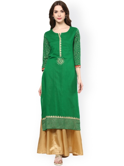 

Shakumbhari Women Green Straight Kurta