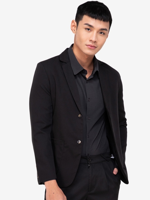 

ZALORA BASICS Men Black Windcheater Open Front Jacket