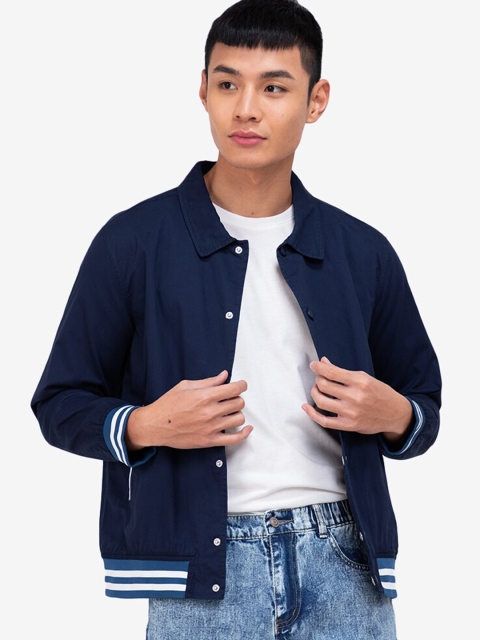 

ZALORA BASICS Men Navy Blue Windcheater Varsity Jacket