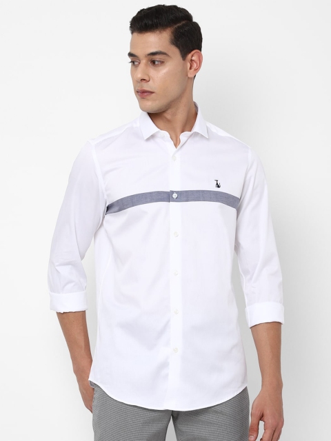

SIMON CARTER LONDON Men White Slim Fit Striped Pure Cotton Casual Shirt