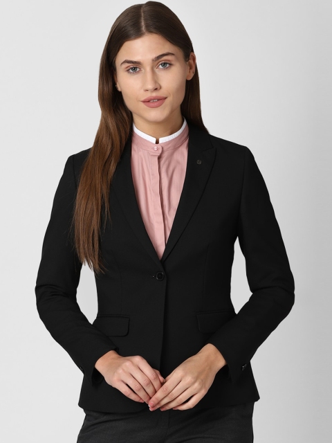 

Van Heusen Woman Black Solid Single-Breasted Casual Blazer