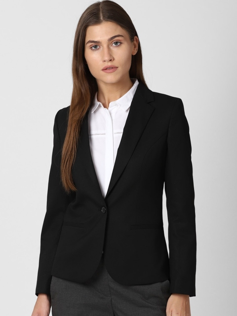 

Van Heusen Woman Black Solid Single-Breasted Casual Blazer