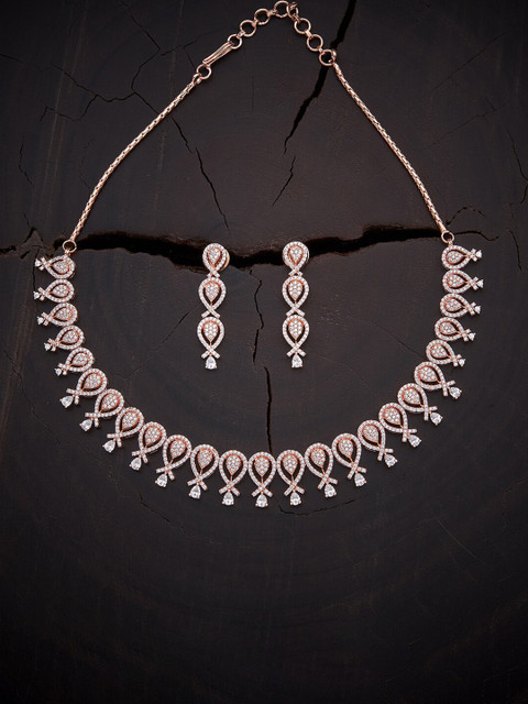 

Kushal's Fashion Jewellery White & Rose Gold-Plated Jewellery Set