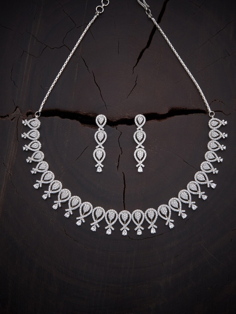 

Kushal's Fashion Jewellery White Rhodium-Plated Cubic Zirconia Jewellery Set