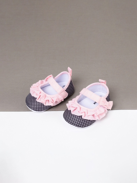 

max Infant Girls Navy Blue & Pink Printed Booties
