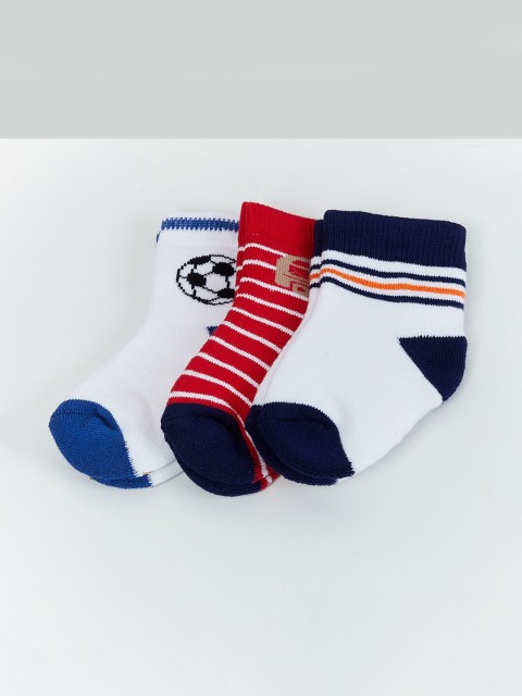 

max Infant Boys Pack of 3 Patterned Ankle-Length Socks, White