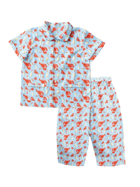 

THE BABY ATELIER Unisex Kids Blue Organic Night Suits