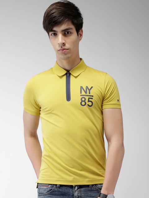 

Tommy Hilfiger Men Mustard Yellow Slim Fit Solid Polo T-shirt