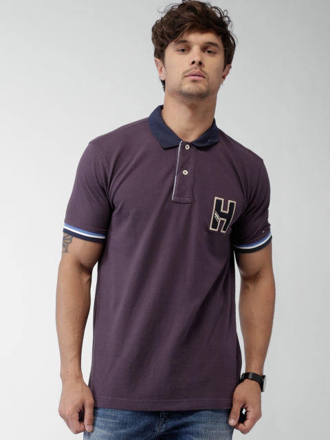 

Tommy Hilfiger Men Purple Solid Polo T-shirt