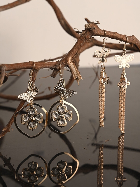 

BuckleUp Gold-Toned Contemporary Drop Earrings