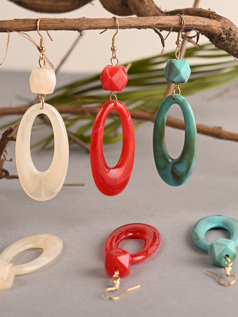 

BuckleUp Multicoloured Contemporary Drop Earrings, Multi