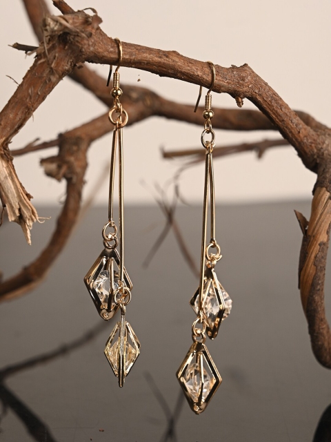 

BuckleUp Gold-Toned Contemporary Drop Earrings