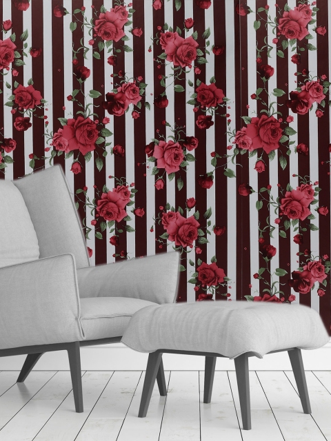 

Ispace Pack of 2 Maroon & White Floral Printed Self Adhesive Wall Stickers