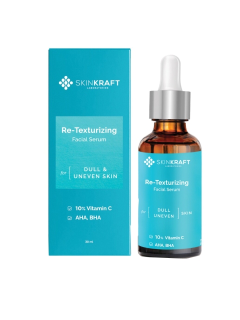 

SKINKRAFT Re-Texturizing Facial Serum for Dull & Uneven Skin - 30 ml, Blue