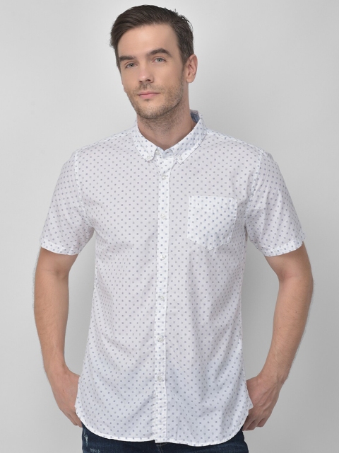 

Woodland Men White & Blue Printed Pure Cotton Casual Shirt