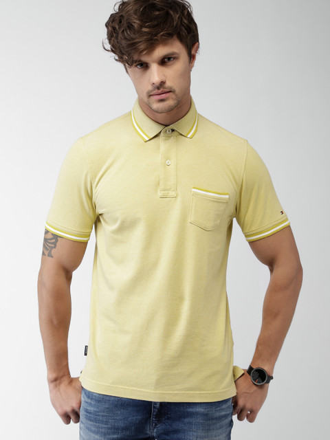 

Tommy Hilfiger Men Yellow Solid Polo T-shirt