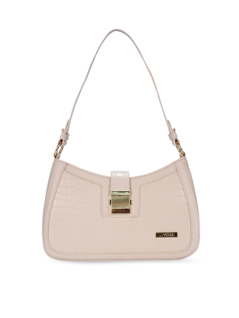 

Luvoksi Beige Textured PU Structured Hobo Bag with Bow Detail