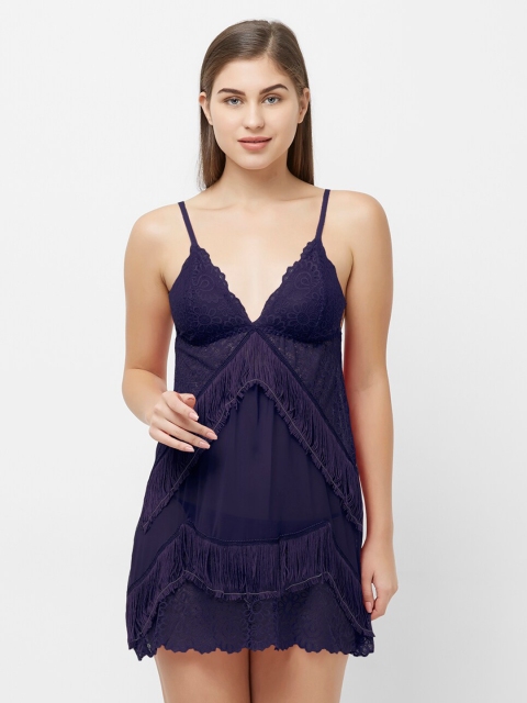 

FashionRack Women Navy Blue Net Baby Doll